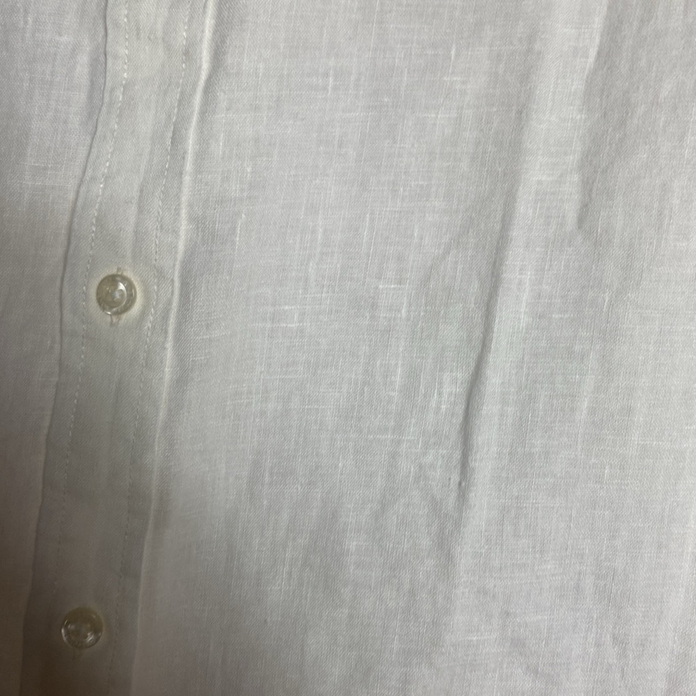 Lands End Men's Classic White 100% Linen Button Down Shirt - Picture 6 of 8
